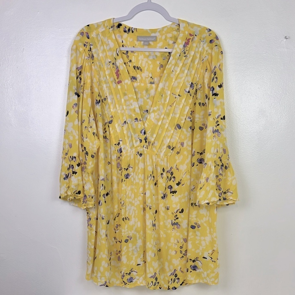 Woman Within New Woman’s‎ 18/20 L Quarter Sleeve Rayon Print Tunic Blouse